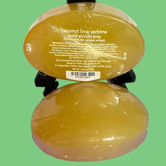 Lot of 2 Bath & Body Works Coconut Lime Verbena Glycerin Bar Soap 4 oz New - Picture 1 of 5